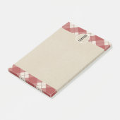 Maroon Cream Kariert Kraft Rustic Monogram Initial Post-it Klebezettel (angewinkelt)
