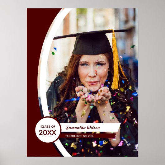 Maroon Curved Frame Foto Abschluss Poster (Vorne)