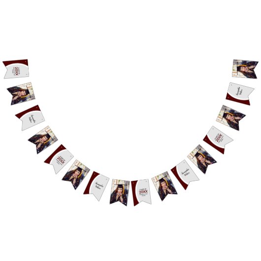 Maroon Curved Frame Foto Abschluss Wimpelkette (Alle)
