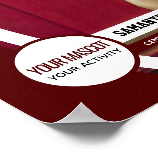 Maroon Curved Frame School Foto Poster (Ecke)