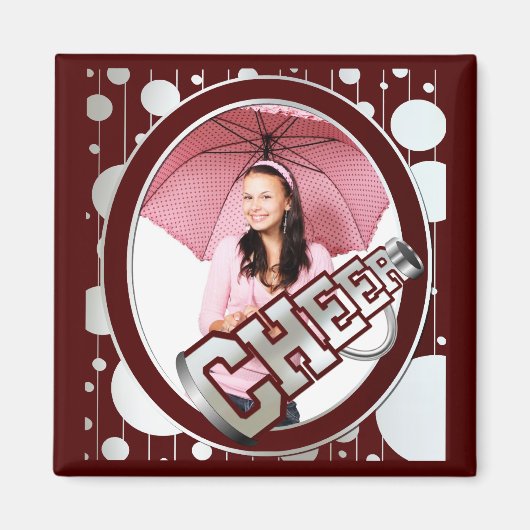 Maroon Custom Cheerleader Foto Magnet (Vorne)