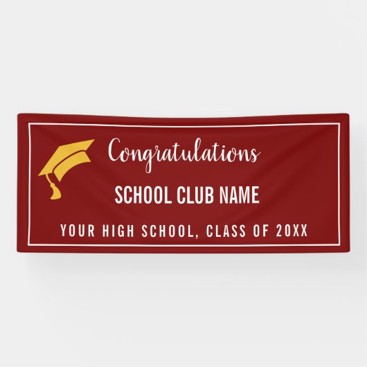 Maroon Custom Club Abschluss Banner (Horizontal)