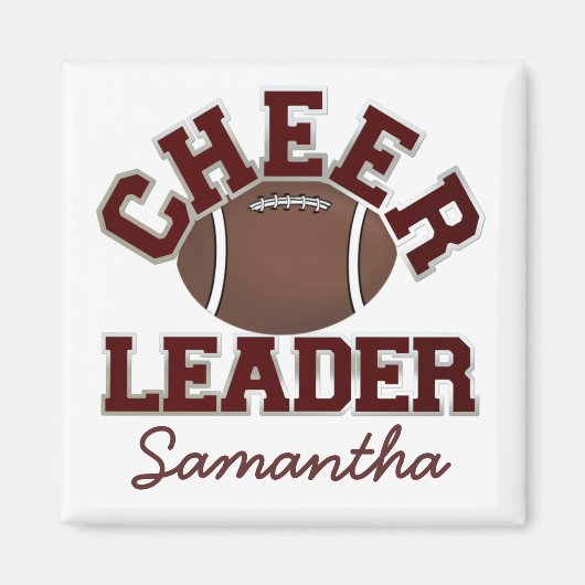 Maroon Custom Football Cheerleader Magnet (Vorne)