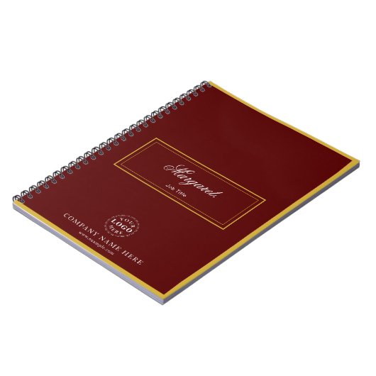 Maroon Custom Spiral Notebook with Name & Logo Notizblock (Linke Seite)