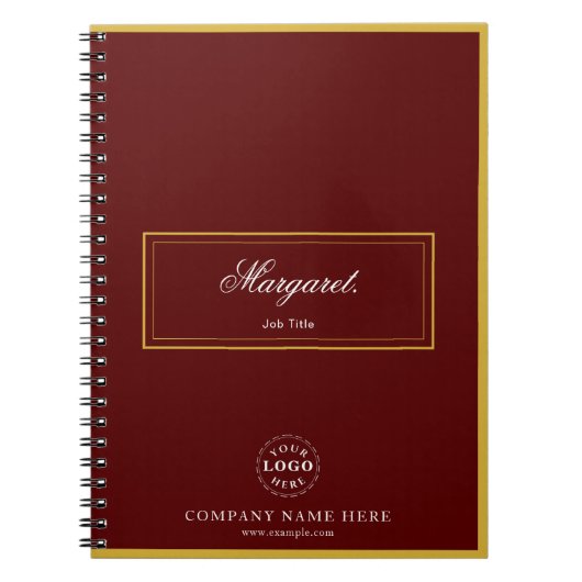 Maroon Custom Spiral Notebook with Name & Logo Notizblock (Vorderseite)