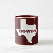 Maroon Custom Text Texas Map Kontur Howdy Texan Zweifarbige Tasse (Mittel)