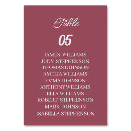 Maroon Custom Wedding Tischnummer