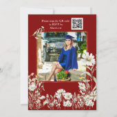 Maroon & Daisy Photo Greenery Graduation Einladung (Rückseite)