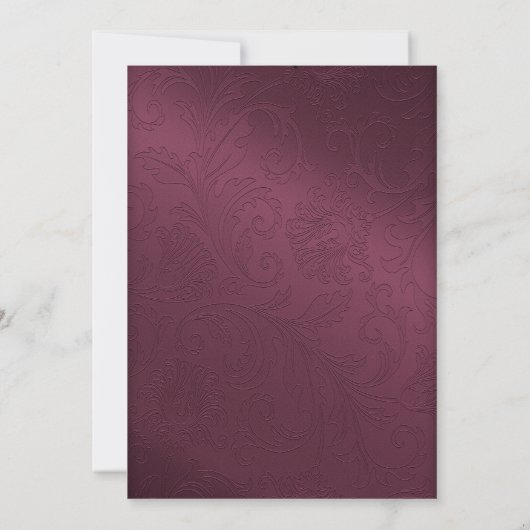Maroon Damask Einladung zur Hochzeit (Rückseite)
