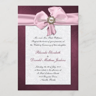 Maroon Damask Einladung zur Hochzeit