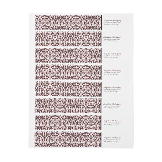 Maroon Damask Pattern Abschluss (Bogen)