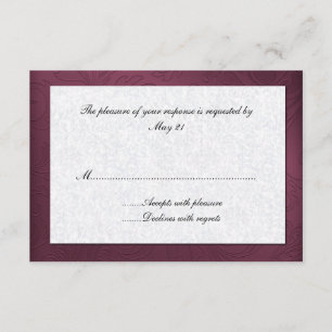 Maroon Damask Wedding Response Card RSVP Karte