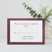 Maroon Damask Wedding Response Card RSVP Karte (Stehend Vorderseite)