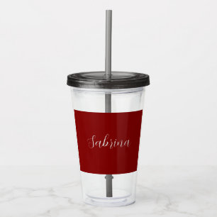 Maroon Dark Red Beruflich Calligrafy Name Acryltrinkbecher