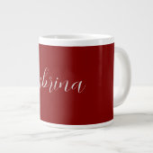 Maroon Dark Red Beruflich Calligrafy Name Jumbo-Tasse (Vorderseite Rechts)