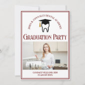 Maroon Dental School Foto Custom Graduation Party Einladung (Vorderseite)