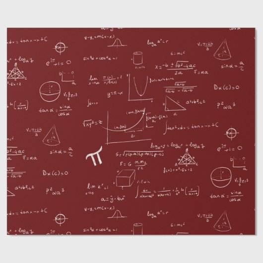 Maroon der weißen mathematischen Formeln und Gleic Geschenkpapier (Flach)