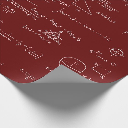 Maroon der weißen mathematischen Formeln und Gleic Geschenkpapier (Ecke)