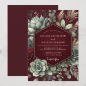 Maroon Desert Bloom Wedding Einladung (Vorne/Hinten)