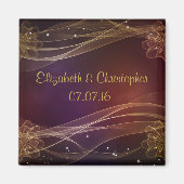 Maroon Design mit Wispy Gold Accents Wedding Magnet (Vorne)