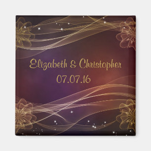 Maroon Design mit Wispy Gold Accents Wedding Magnet