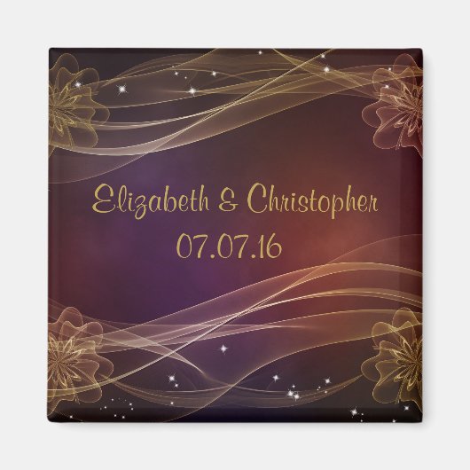 Maroon Design mit Wispy Gold Accents Wedding Magnet (Vorne)