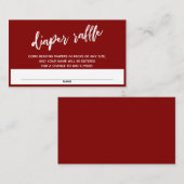 Maroon Diaper Raffle Ticket für moderne Handschrif Begleitkarte (Vorne/Hinten)