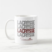 Maroon Distressed Lacrosse Word Kaffeetasse (Links)