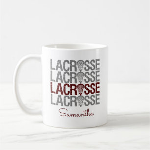 Maroon Distressed Lacrosse Word Kaffeetasse