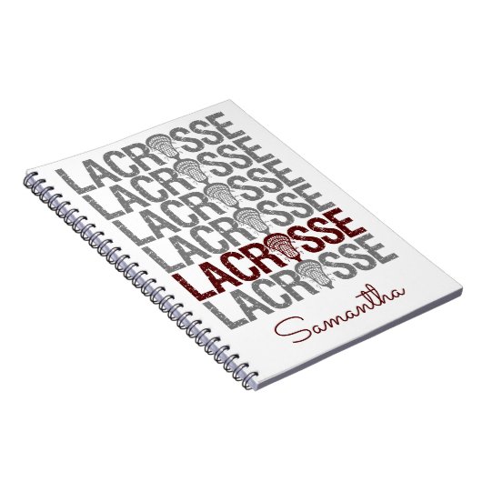 Maroon Distressed Lacrosse Word Notizblock (Rechte Seite)