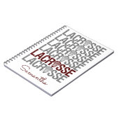 Maroon Distressed Lacrosse Word Notizblock (Linke Seite)