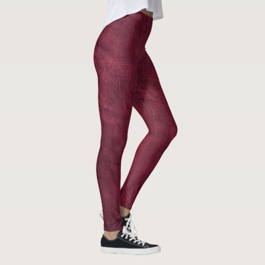 Maroon Distressed Leather Leggings (Rechts)