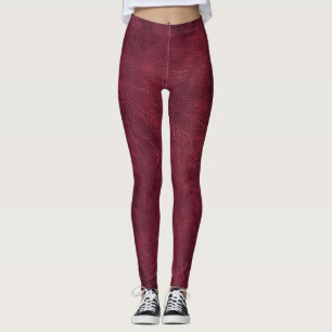Maroon Distressed Leather Leggings