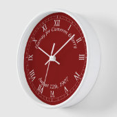 Maroon / Dunkelrote Farbe - Anpassbarer Text Uhr (Winkel)