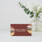 Maroon Earth Tone Abstrakt Boho Chic Visitenkarte (Stehend Vorderseite)