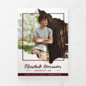 Maroon Edgy Abstrakt Torn Foto Abschluss Dreifach Gefaltete Einladung (Cover)