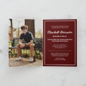 Maroon Edgy Abstrakt Torn Foto Abschluss Einladung (Innenseite)