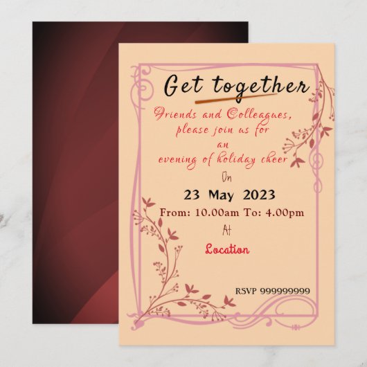 Maroon Einladung (Vorne/Hinten)