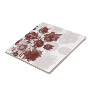 Maroon Elegant Blume Custom Tiles Fliese