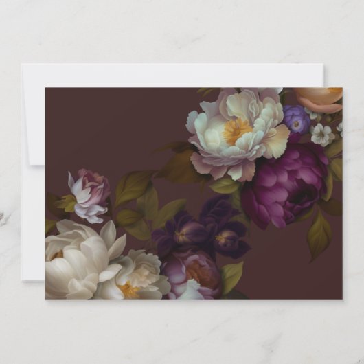 Maroon & Elegant Floral | Romantisches Dunkelrot Save The Date (Rückseite)