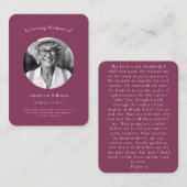 Maroon Elegant Psalm 23 Beerdigung Erinnerung Begleitkarte (Vorne/Hinten)