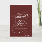 Maroon Elegant Script Blank Wedding Dankeskarte (Vorderseite)