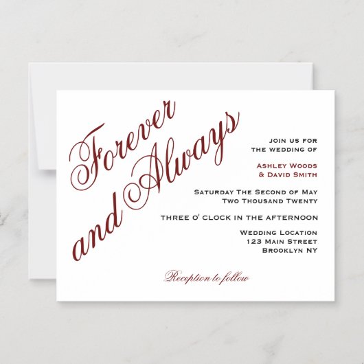 Maroon Elegant Script Magnet Hochzeit Einladung (Vorderseite)