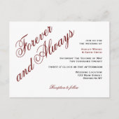Maroon Elegant Script Wedding Postcard Einladungspostkarte (Vorderseite)
