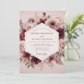 Maroon Ethereal Bloom Wedding Einladung (Stehend Vorderseite)