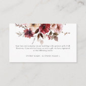 Maroon Fall Blume Laves Burgundy Wedding Details Begleitkarte (Rückseite)