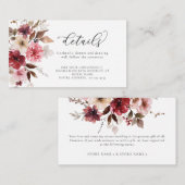 Maroon Fall Blume Laves Burgundy Wedding Details Begleitkarte (Vorne/Hinten)