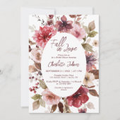 Maroon Fall Liebe Blush Burgund Brautparty Einladung (Vorderseite)