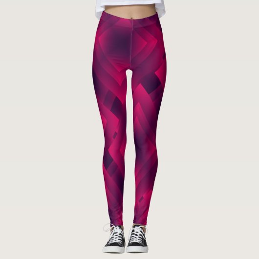 Maroon Farbe geometrische einfache Design Leggings (Vorderseite)