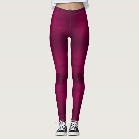 Maroon Farbe geometrische einfache Design Leggings (Vorderseite)